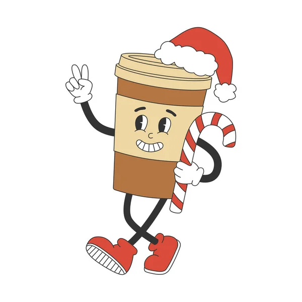 Niedliche Kaffeetasse Charakter Y2K Groovy Style Cartoon Figur Trendigen Retro — Stockvektor