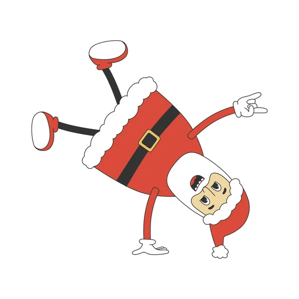 Groovy Hippie Santa Claus Pie Sobre Mano Personaje Dibujos Animados — Archivo Imágenes Vectoriales