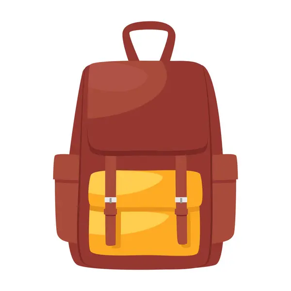 Σακίδιο Καρτούν Ταξιδιωτική Τσάντα Τσάντα Σχολείου Καφέ Και Κίτρινο Χρώμα — Διανυσματικό Αρχείο