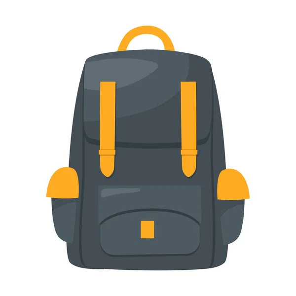 Cartoon Backpack Travel Bag Front View School Bag Blue Yellow — Stock Vector