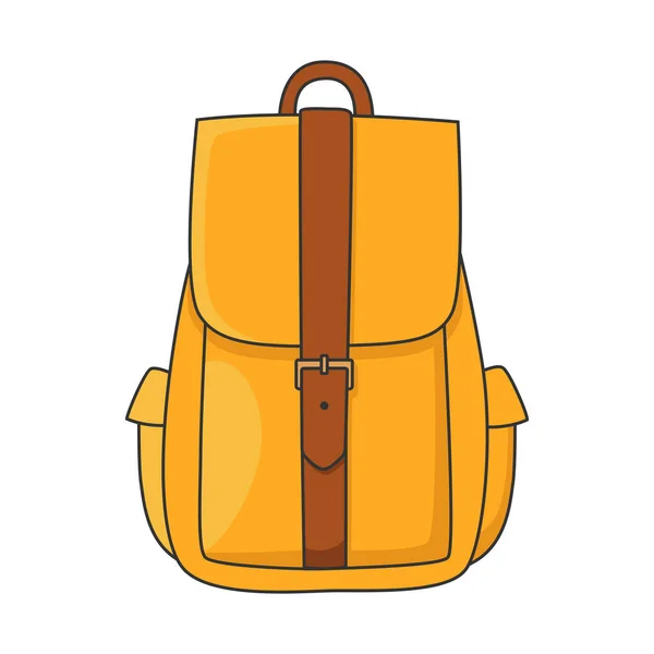Plecak Kreskówkowy Torba Podróżna Torba Szkolna Kolorze Żółtym Brązowym Ilustracja — Wektor stockowy
