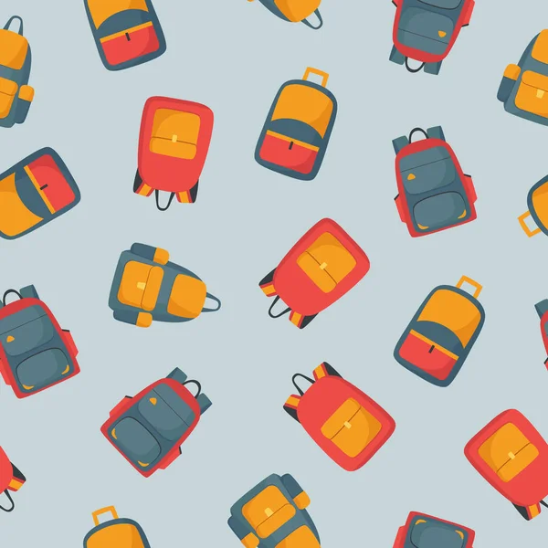 Απρόσκοπτη Μοτίβο Των Σχολικών Σακίδια Σχολικές Τσάντες Καρτούν Επίπεδη Στυλ — Διανυσματικό Αρχείο