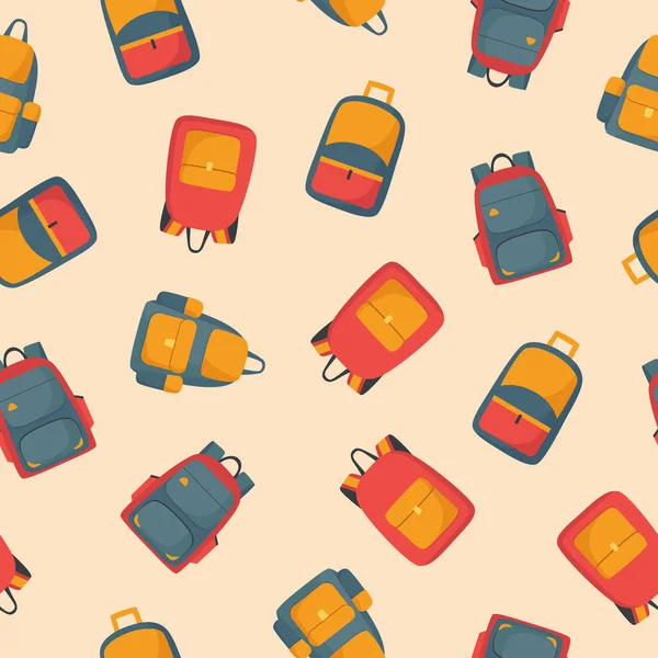 Απρόσκοπτη Μοτίβο Των Σχολικών Σακίδια Σχολικές Τσάντες Καρτούν Επίπεδη Στυλ — Διανυσματικό Αρχείο