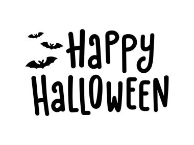 Kara El Cadılar Bayramı 'nız kutlu olsun. Sonbahar dekoratif tasarımı için şablon. Düz çizgi. İzole vektör illüstrasyonu 