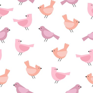 Basit kuşlar pürüzsüz desen. Poster, afiş, kumaş, duvar kağıdı için arka plan. Vektör illüstrasyonu