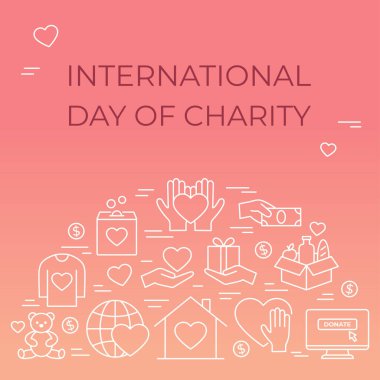 Uluslararası bağış günü poster şablonu. Bağış toplama, bağış ya da yardım etkinliği kartı. Vektör illüstrasyonu