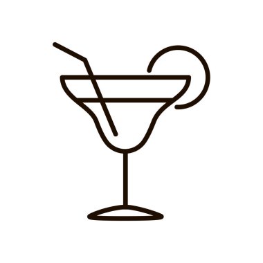 Kokteyl cam taslak ikonu. Kutlama, parti, bayram sembolü. Düzenlenebilir felç. İzole vektör illüstrasyonu 