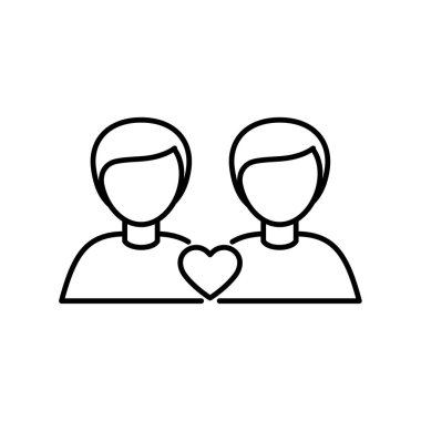 Aynı cinsiyet çifti taslak ikonu. Aşk, ilişki kavramı. Düzenlenebilir felç. İzole vektör illüstrasyonu 
