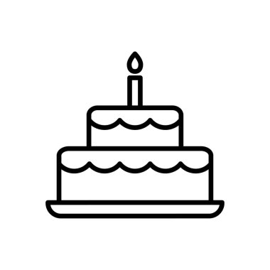 Mum desenli pasta. Düzenlenebilir felç. Doğum günü, bayram sembolü. İzole vektör illüstrasyonu 