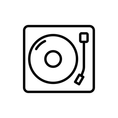 Turntable outline simgesi. Düzenlenebilir felç. Parti, bayram sembolü. İzole vektör illüstrasyonu 