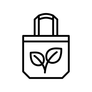 Taslak ikonlu pamuk alışveriş torbası. Düzenlenebilir felç. İzole vektör illüstrasyonu 