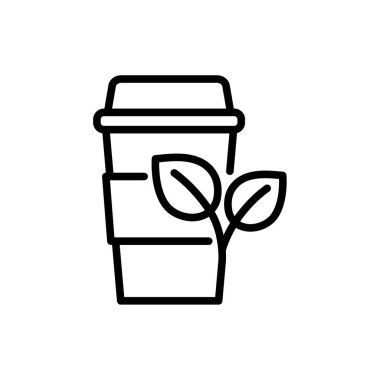 Taslak ikonlu kahve fincanı. Çevre dostu bardak sembolü. Düzenlenebilir felç. İzole vektör illüstrasyonu 
