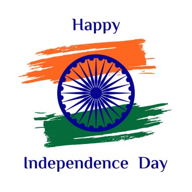 Hindistan 'da Bağımsızlık Gününüz kutlu olsun. Ulusal bayrak fırça darbesi. Vektör illüstrasyonu
