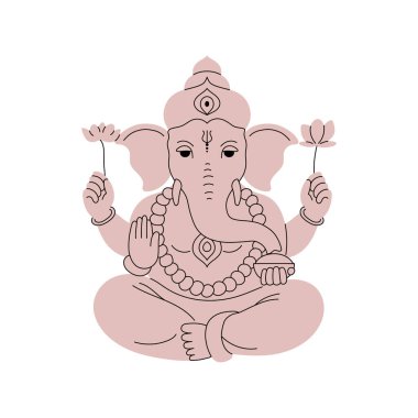Ganesh Chaturthi festivali için Ganpati 'nin Hindistan' daki resmi. İzole vektör illüstrasyonu