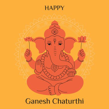 Ganesh Chaturthi festivali için Ganpati 'nin Hindistan' daki resmi. Vektör illüstrasyonu