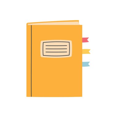 El çizimi sarı defter. Okula dönmek, üniversite, eğitim konsepti. İzole vektör illüstrasyonu