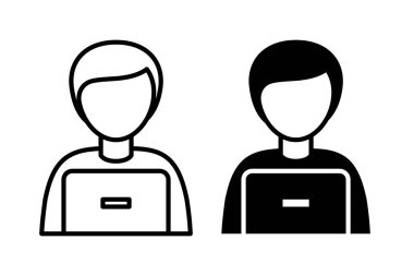 Müşteri hizmetleri taslak simgeleri kümesi. Erkek operatör ve destek uzmanı. Düzenlenebilir felç. İzole vektör illüstrasyonu