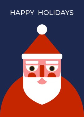 Noel Baba 'yla Noel tebrik kartı. Basit geometrik stil. Kış tatili için tasarım. Vektör illüstrasyonu