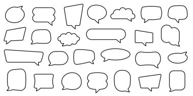 Konuşma baloncuklarını, mesaj kutularını ve sohbet konuşmalarını özetle. İletişim sembolü. Düzenlenebilir felç. Vektör illüstrasyonu