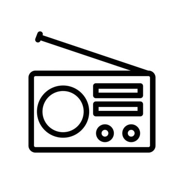 Ana hatlı radyo ikonu. FM yayın sembolü. Düzenlenebilir felç. İzole vektör illüstrasyonu