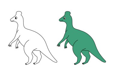 Şirin mavi dinozor karakteri. Düzenlenebilir felç. Sayfa şablonu boyanıyor. Baskı, tebrik kartı, davetiye ve kitap için tasarım ögesi. İzole vektör illüstrasyonu