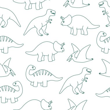 Beyaz arka planda sevimli dış hatları olan kusursuz bir model. Yazdırma şablonu, kumaş, duvar kağıdı, ambalaj kağıdı. Vektör illüstrasyonu