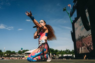 Chicago, Illinois, United States - August 1st, 2024: Singer Chappell Roan performs on the first day of Lollapalooza in Grant Park, Chicago.