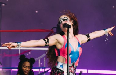 Chicago, Illinois, United States - August 1st, 2024: Singer Chappell Roan performs on the first day of Lollapalooza in Grant Park, Chicago.