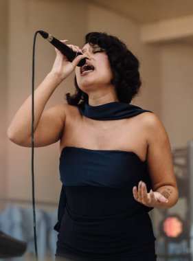 Chicago, Illinois, ABD - 1 Ağustos 2024: İngiliz şarkıcı RAYE Grant Park, Chicago 'da sahne aldı.