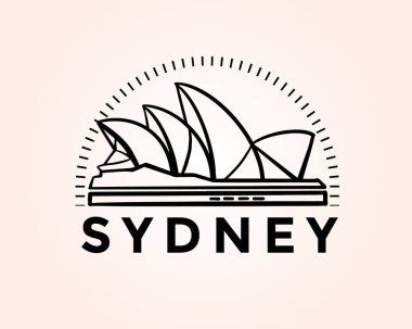 Sydney opera binası sanat logosu tasarımı şablonu çizimi