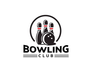 Çember, bowling sembolü logo şablonu illüstrasyonunu iğneler