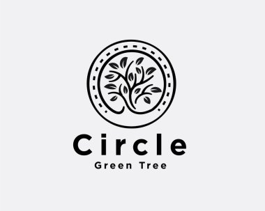 Zarif çember meşe ağacı logosu örnekleme ilhamı