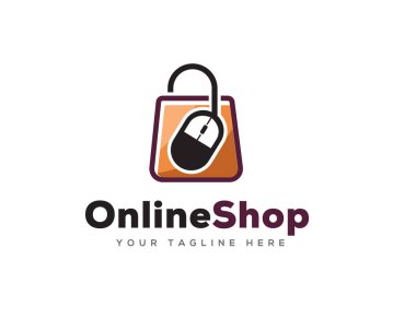 Online kese kağıdı mağazası logosu tasarım şablonu illüstrasyon ilhamı