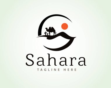 soyut çember çöl görünümü logo sembolü tasarım şablonu çizimi