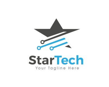 Yıldız teknolojisi logo yıldızı gücü logo simgesi tasarım şablonu ilhamları