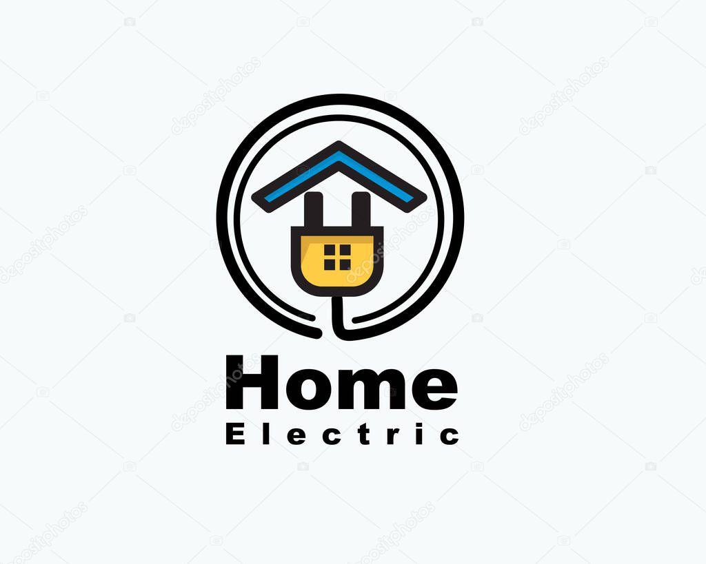 Circle home jack plug electric solution logo symbol icon design template illustration inspiration