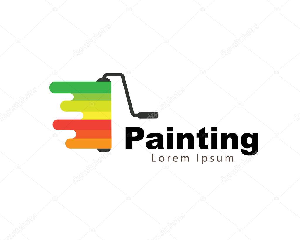 Rolling color paint art decor service logo design template illustration inspiration