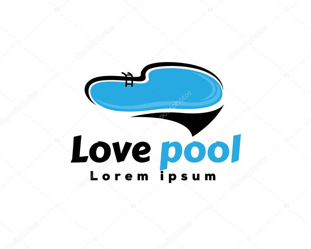 Love heart swimming pool logo symbol design template illustration inspiration