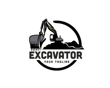 soyut vintage exavator müteahhit Logo tasarım vektör şablonu çizim ilham