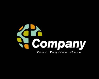 Basit soyut dünya veri bağlantı logosu sembol tasarımı örnekleme ilhamı