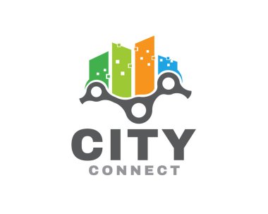 soyut şehir zinciri bağlantı binası logo simgesi tasarım şablonu ilhamı