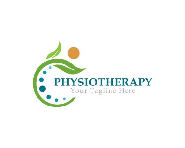 Basit yeşil eko insan sağlığı omurga kemiği logo simgesi tasarım illüstrasyon ilham kaynağı