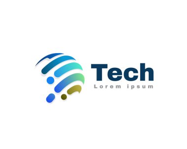 Basit soyut teknoloji dünya bağlantı kablosu logo simgesi tasarım şablonu ilhamı