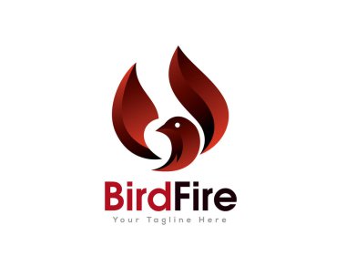 Basit bir uçan ateş kuşu logosu sembolü tasarım şablonu ilhamı
