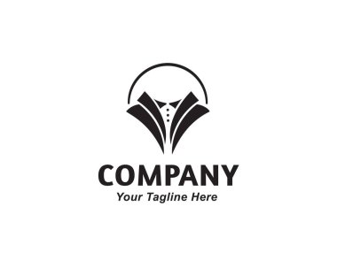 Basit daire smokin takımları, marka ürün terzi logosu tasarımı örnekleme