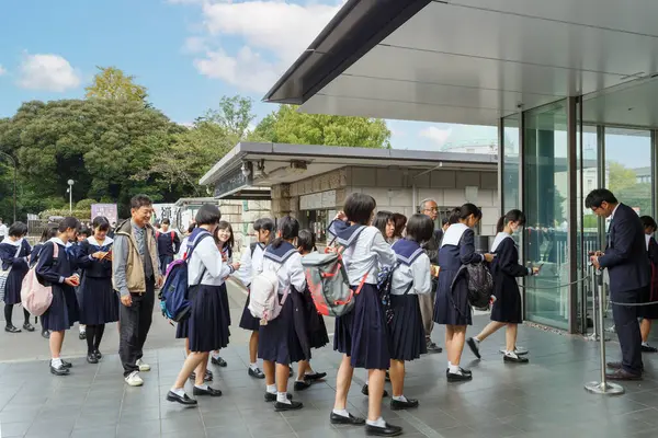 Tóquio Japão Setembro 2023 Estudantes Japonesas Ensino Médio Viagem Campo — Fotografia de Stock