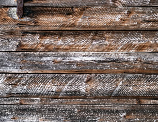 Старая Выветрившаяся Деревянная Стена Горизонтальными Досками Ржавыми Гвоздями Сельский Фон — стоковое фото