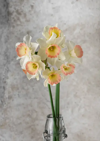 Beau Bouquet Fleurs Blanches Roses Jonquille Bell Song Dans Une Images De Stock Libres De Droits