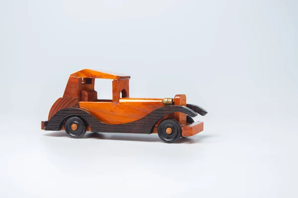 Caminhão Brinquedo Madeira Fundo Branco — Fotografia de Stock