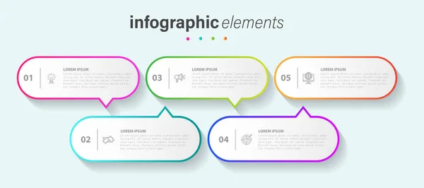 Business Infografik Thin Line Prozess Mit Quadratischem Template Design Mit — Stockvektor